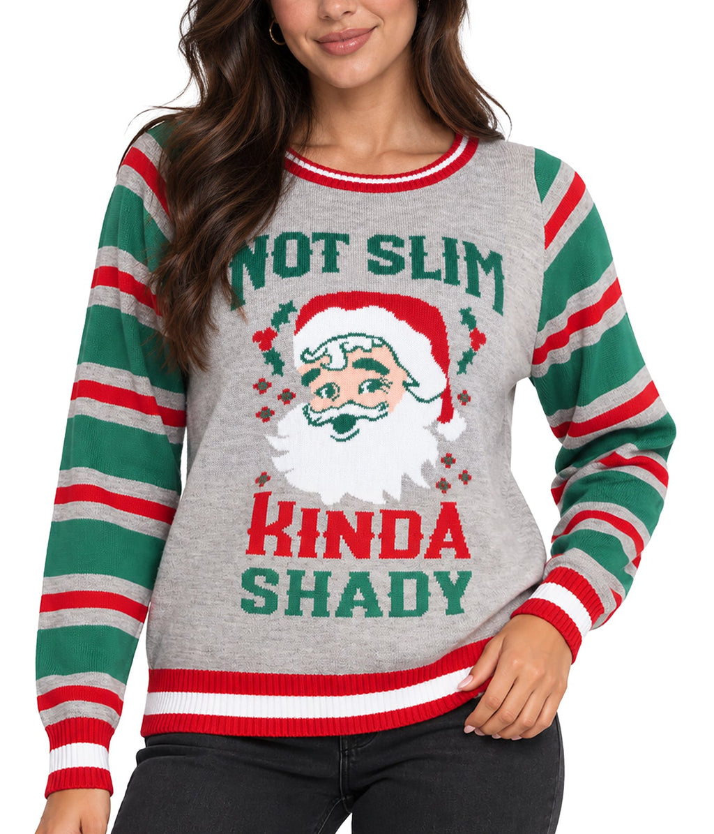 Women's Not Slim, Kinda Shady Ugly Christmas Sweater