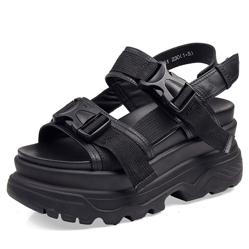 Women's Platform Sandals Shoes / Thick-Soled Wedge Heels Shoes / Buckle Beach Slides Sandals