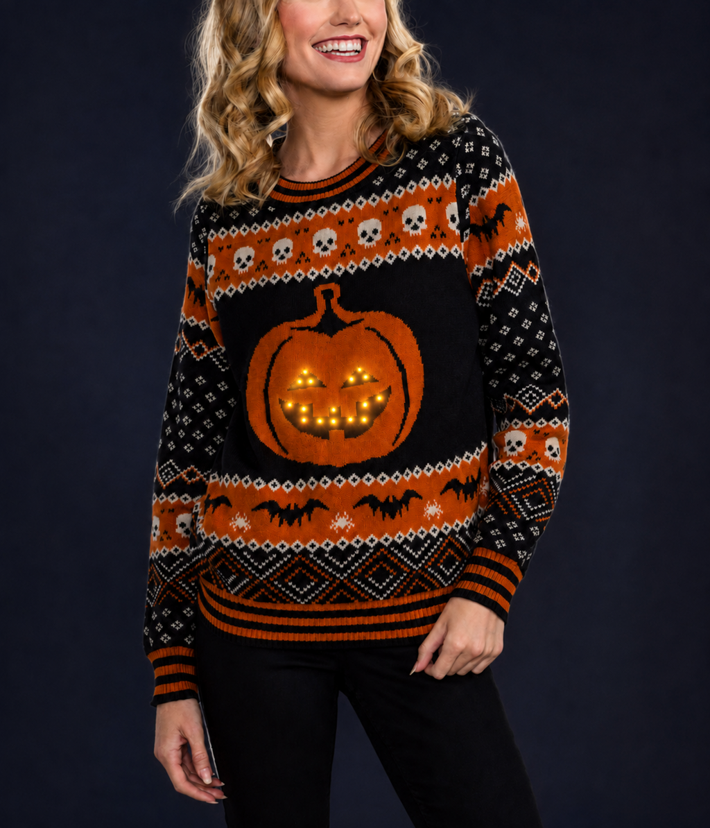 Women's Pumpkin Light Up Halloween Sweater