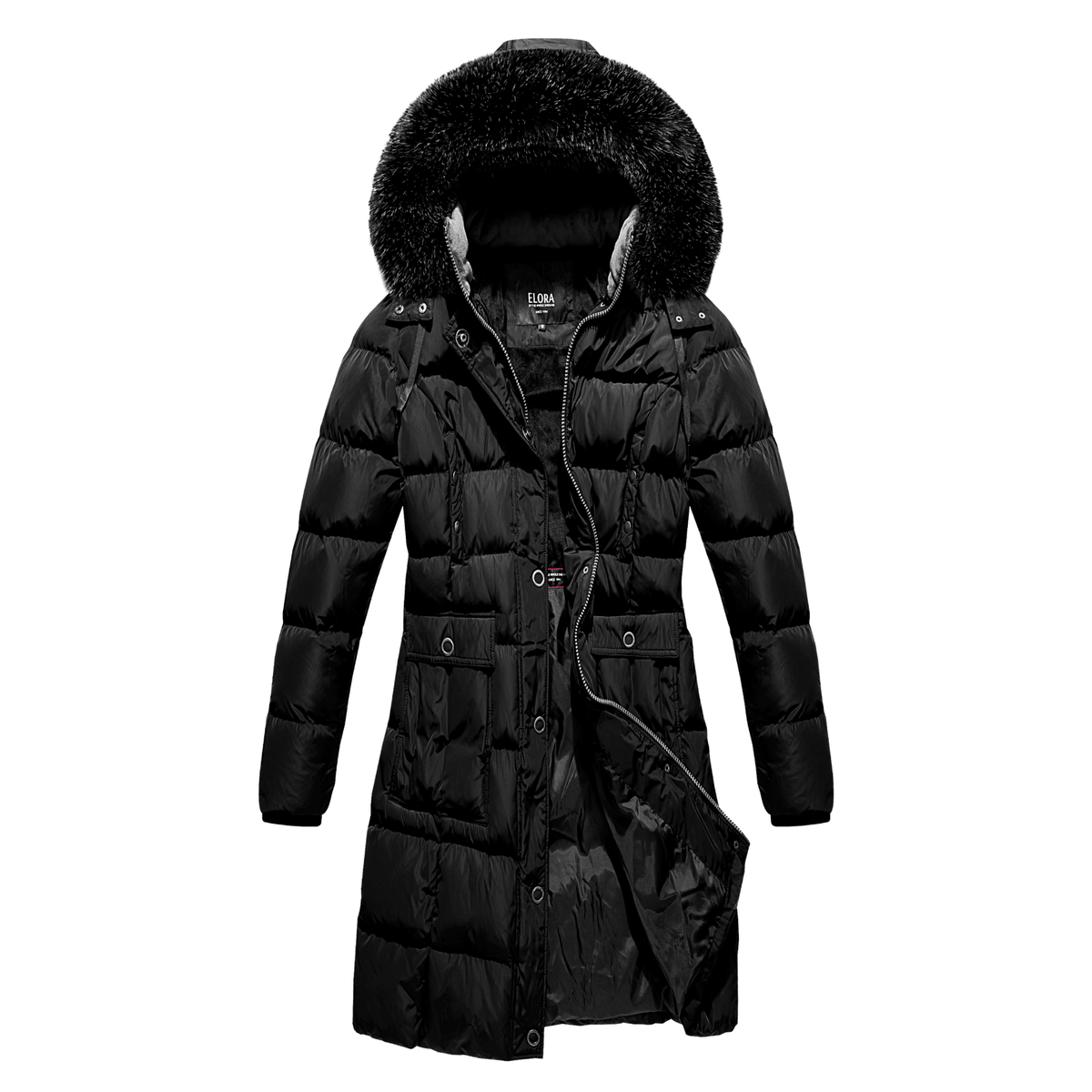 Women's Heavyweight Winter Parka | ELORA Faux-Fur Hood, 7 Pockets