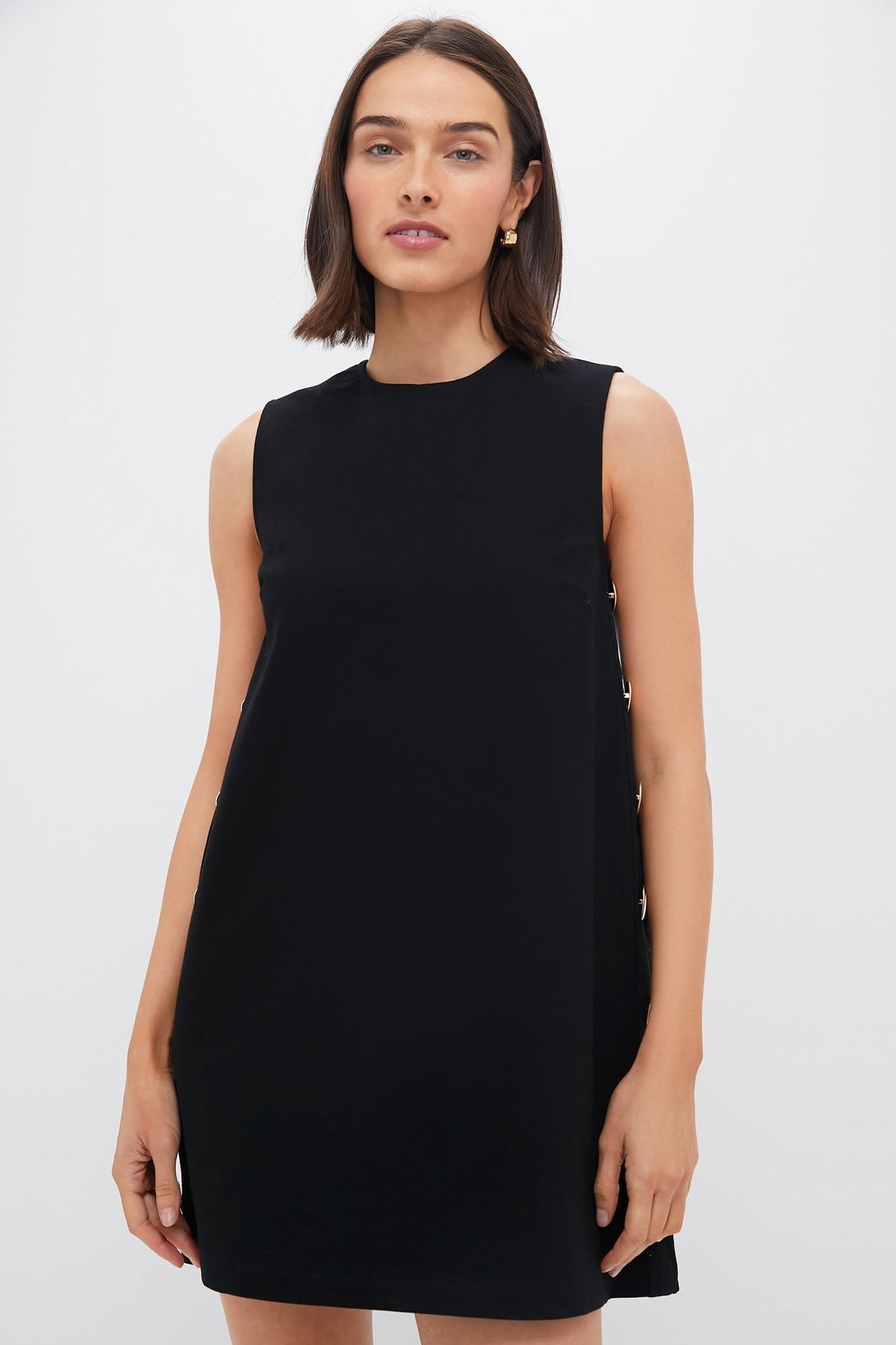 Black Twill Button Bitsy Dress