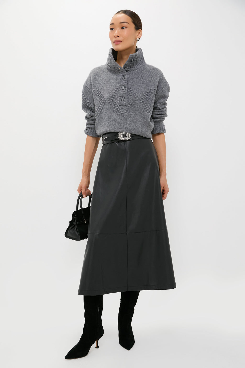 Black Leather Veronica Maxi Skirt