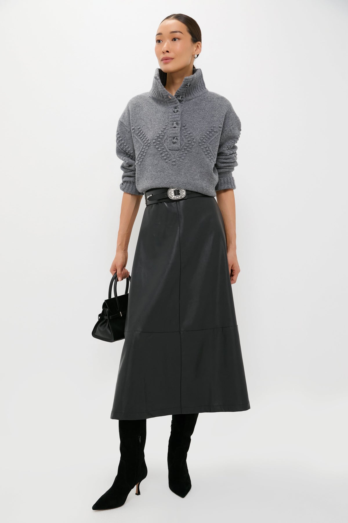 Black Leather Veronica Maxi Skirt