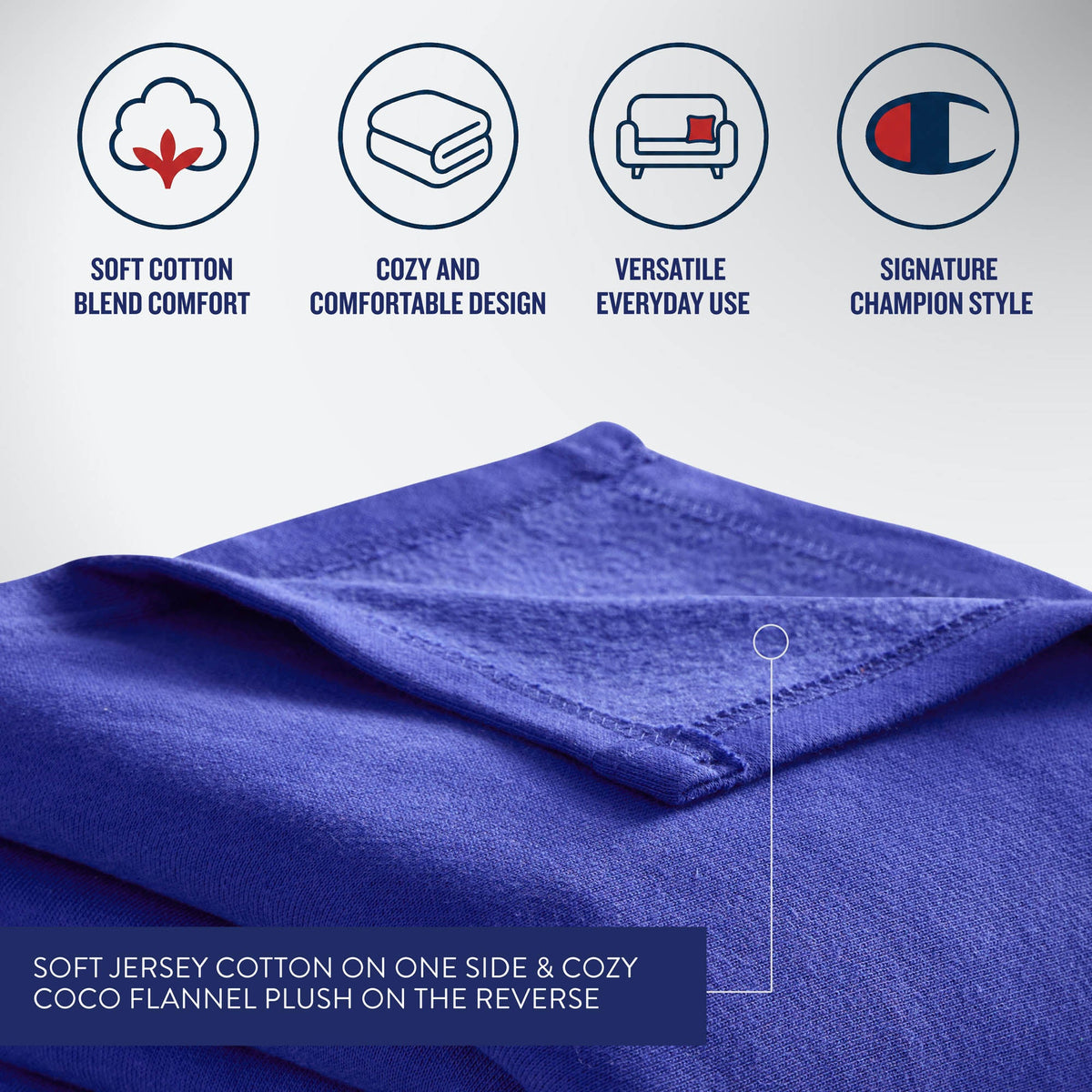 Jersey with Fleece Backing Throw Blanket